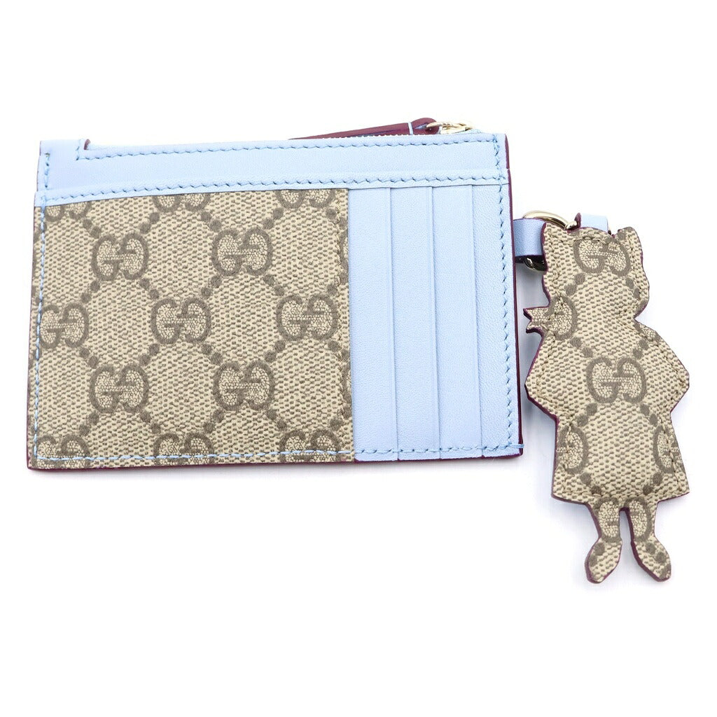 GUCCI(グッチ) ×ヒグチユウコ チャーム付コインケース ライトブルー×ベージュ PVCレザー 847916 ゴールド金具