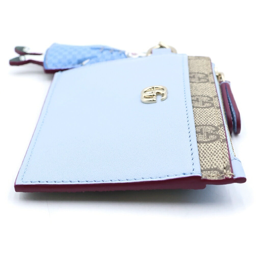GUCCI(グッチ) ×ヒグチユウコ チャーム付コインケース ライトブルー×ベージュ PVCレザー 847916 ゴールド金具