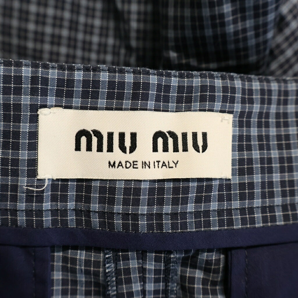 miumiu(ミュウミュウ) チェック柄 テクニカルファブリック ミニスカート グレー/ブルー