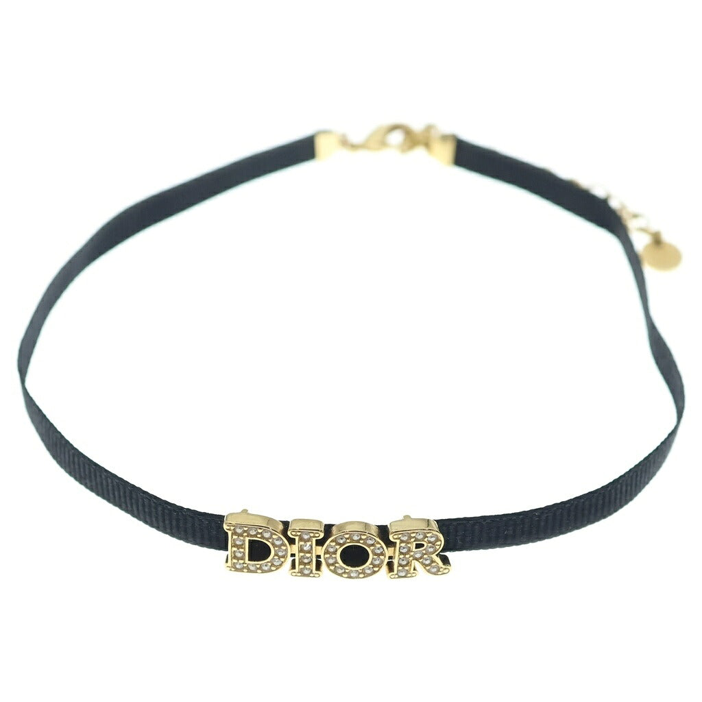 Christian Dior(クリスチャンディオール) ロゴ ディオレボリューション チョーカー ネックレス ラインストーン GP ブラック/ゴールド