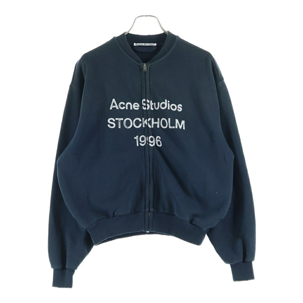 Acne Studios(アクネ ストゥディオズ) ジップ ロゴ スウェット 長袖 コットン ネイビー