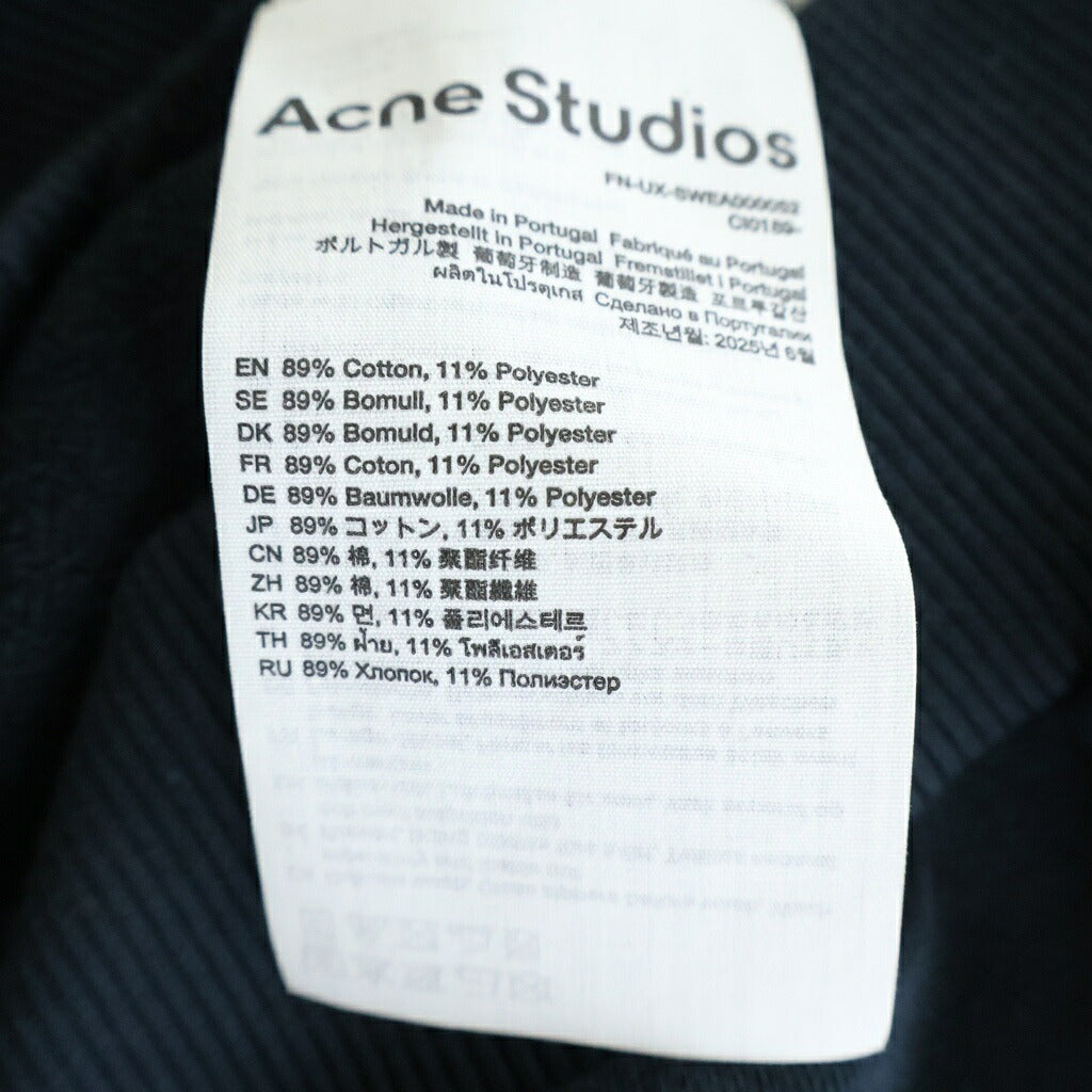Acne Studios(アクネ ストゥディオズ) ジップ ロゴ スウェット 長袖 コットン ネイビー