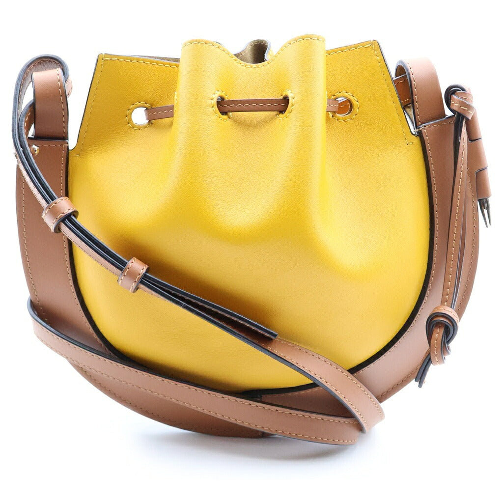 LOEWE(ロエベ) ホースシュー スモール ショルダーバッグ イエロー×ブラウン カーフレザー A826303X03 シルバー金具