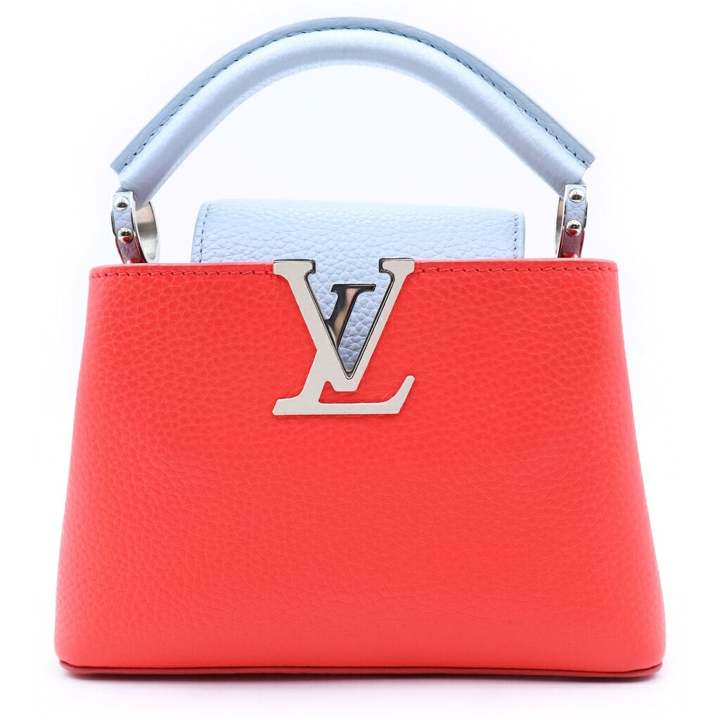 LOUIS VUITTON(ルイヴィトン) カプシーヌ MINI バイカラー 2WAYハンドバッグ ショルダーバッグ レッド×ライトブルー トリヨンレザー M57521 シルバー金具