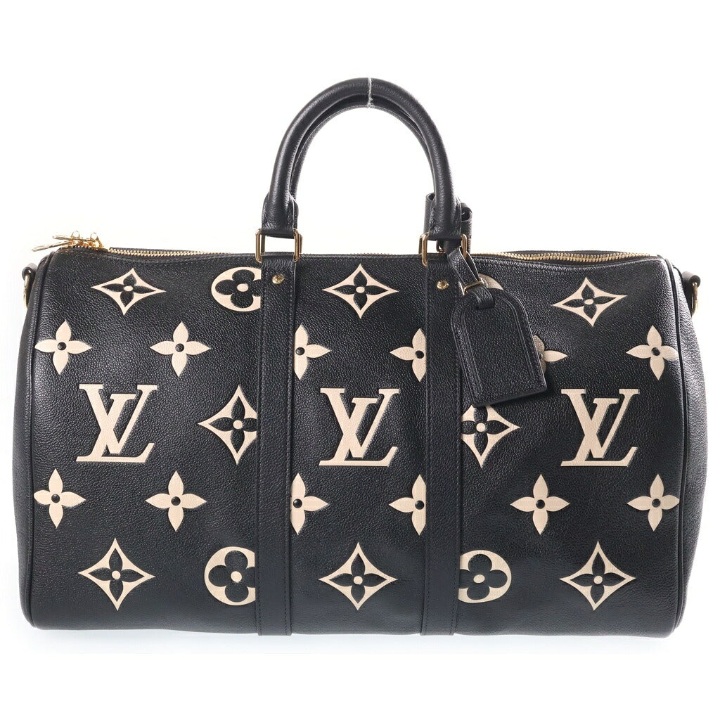 LOUIS VUITTON(ルイヴィトン) キーポル45 バンドリエール ボストンバッグ ハンドバッグ ショルダーバッグ 2way モノグラムアンプラント レザー ブラック/アイボリー M46670