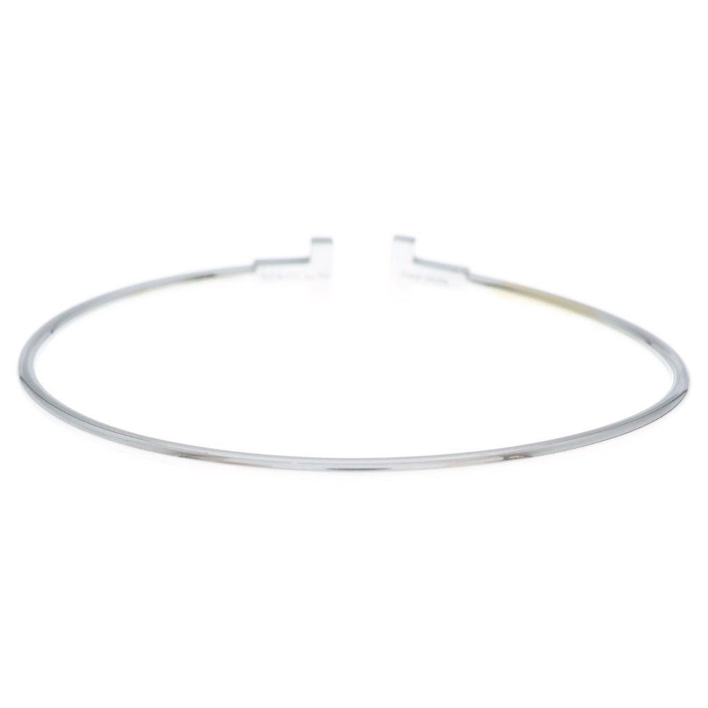 TIFFANY & Co.(ティファニー) Tナロー ワイヤー ブレスレット バングル ホワイトゴールド Au750WG