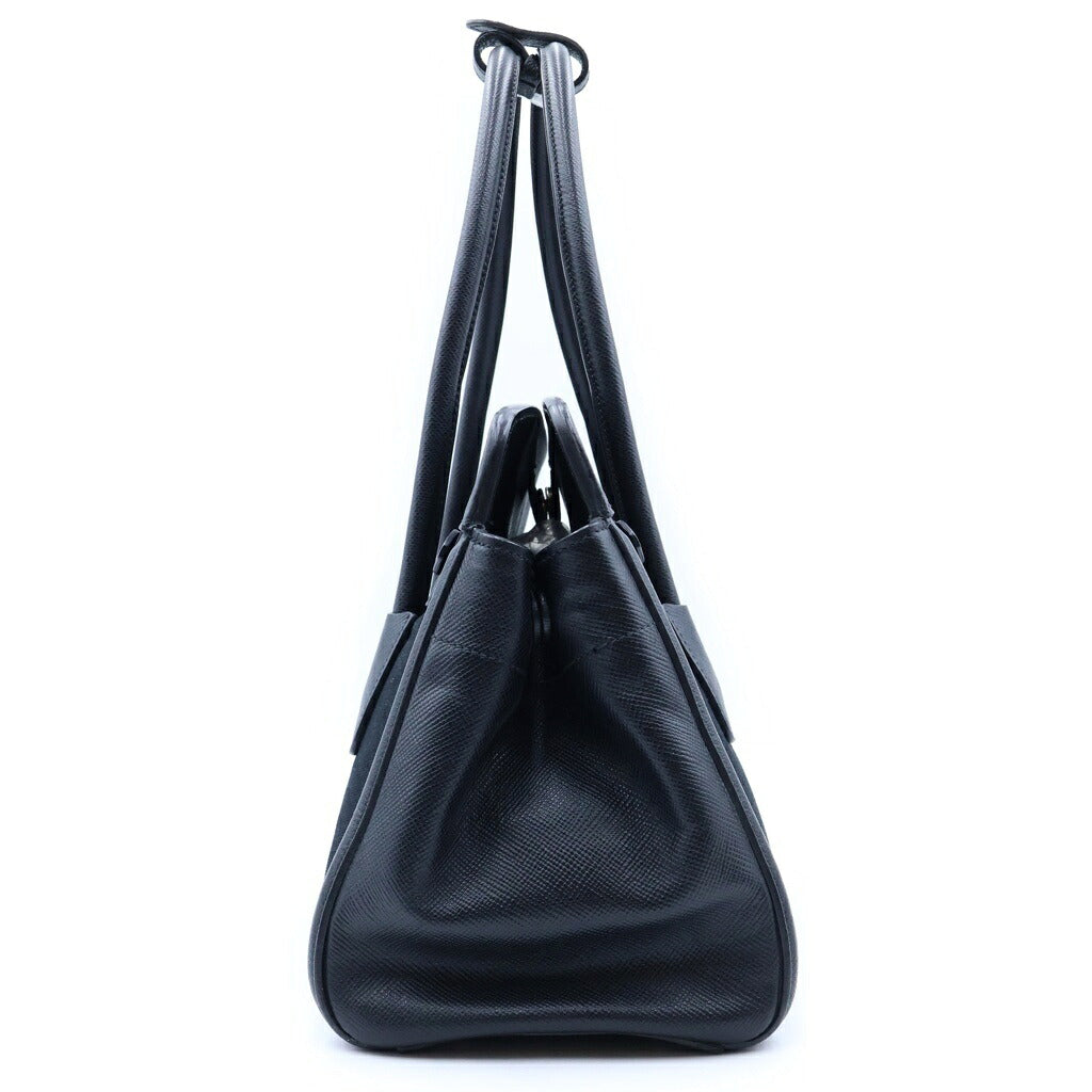 PRADA(プラダ) ロゴ ハンドバッグ ショルダーバッグ 2WAY サフィアーノレザー×キャンバス ブラック BN2595