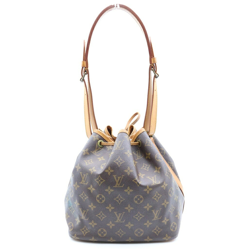 LOUIS VUITTON(ルイヴィトン) モノグラム プチノエ トートバッグ ワンショルダーバッグ ブラウン レザー×PVC M42226 ゴールド金具