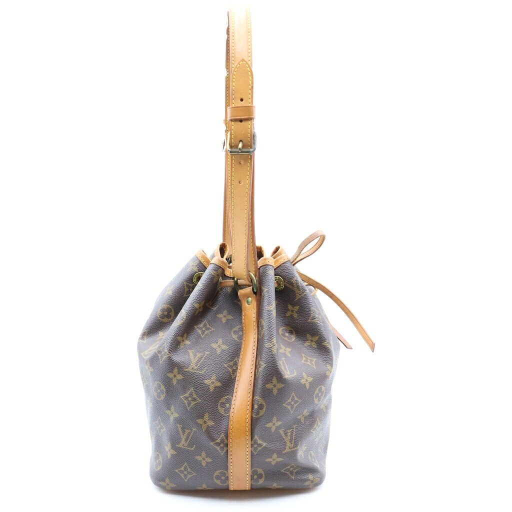 LOUIS VUITTON(ルイヴィトン) モノグラム プチノエ トートバッグ ワンショルダーバッグ ブラウン レザー×PVC M42226 ゴールド金具