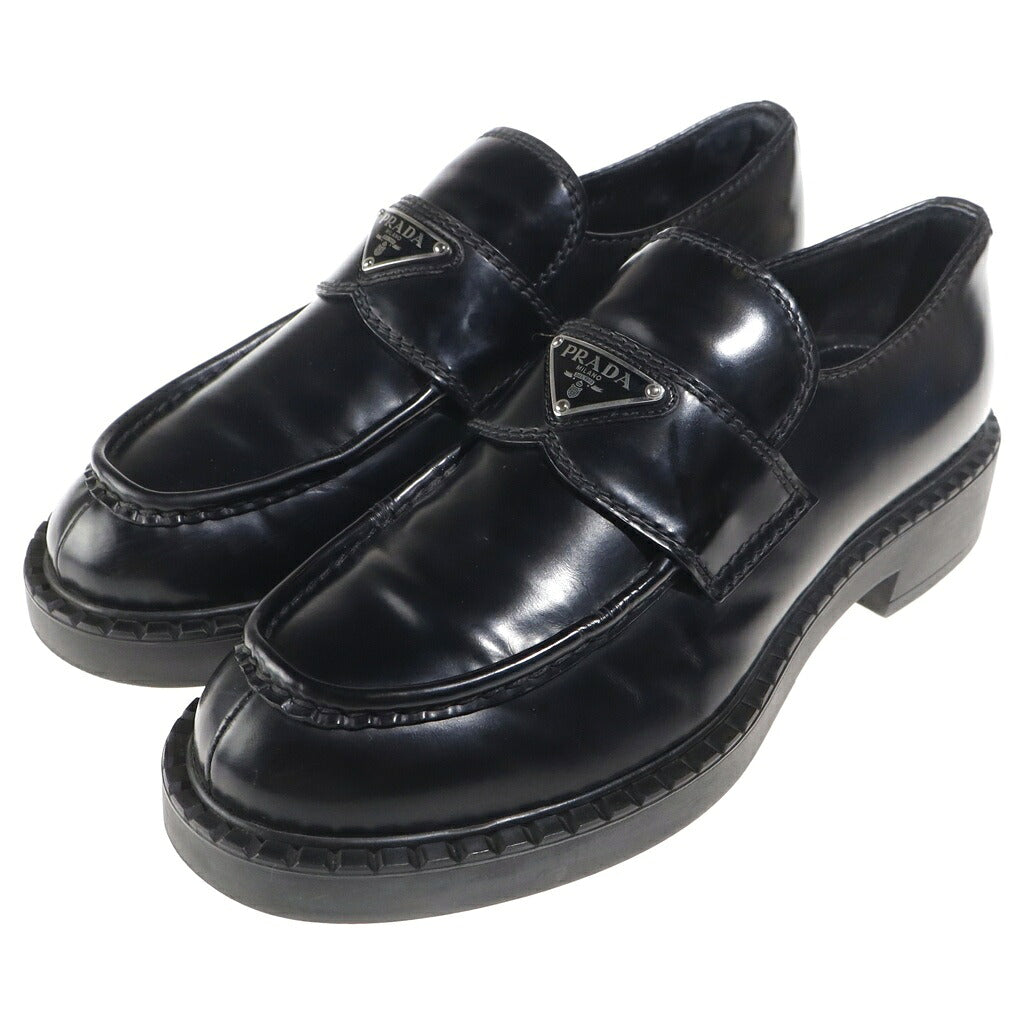 PRADA(プラダ) チョコレート ブラッシュドレザー ローファー レザー ブラック 2DE127