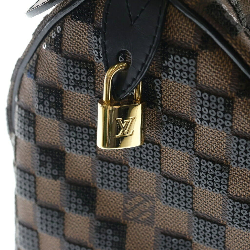 LOUIS VUITTON(ルイヴィトン) ダミエ パイエット スピーディ30 ハンドバッグ ミニボストンバッグ ブラウン×ブラック PVC×レザー スパンコール N41262