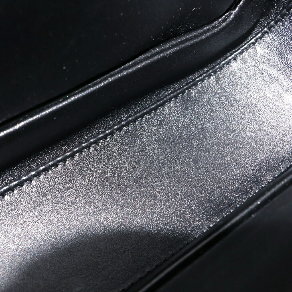 GUCCI(グッチ) バンブー ミディアム 2WAYハンドバッグ ショルダーバッグ ブラック×ホワイト レザー 672206 ゴールド金具