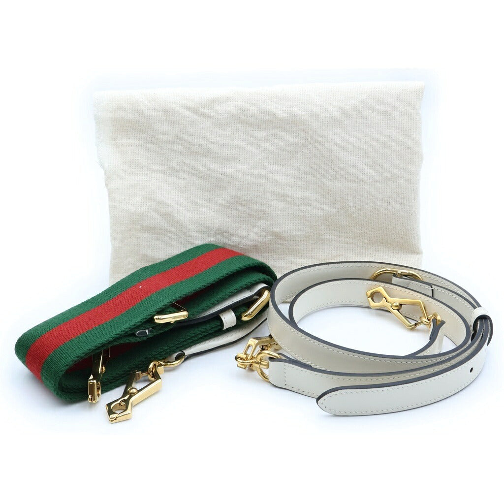 GUCCI(グッチ) バンブー ミディアム 2WAYハンドバッグ ショルダーバッグ ブラック×ホワイト レザー 672206 ゴールド金具