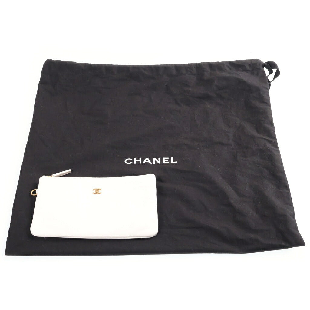 CHANEL(シャネル) シャネル22 ミディアム チェーンショルダーバッグ ホワイト カーフスキン プレートシリアル AS3261 ゴールド金具