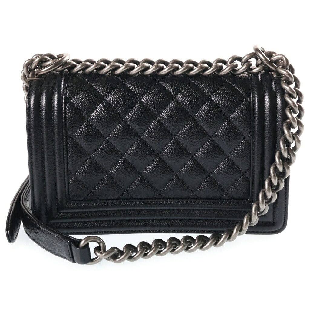 CHANEL(シャネル) ボーイシャネル20 チェーンショルダーバッグ ハンドバッグ ブラック キャビアスキン A67085 プレート