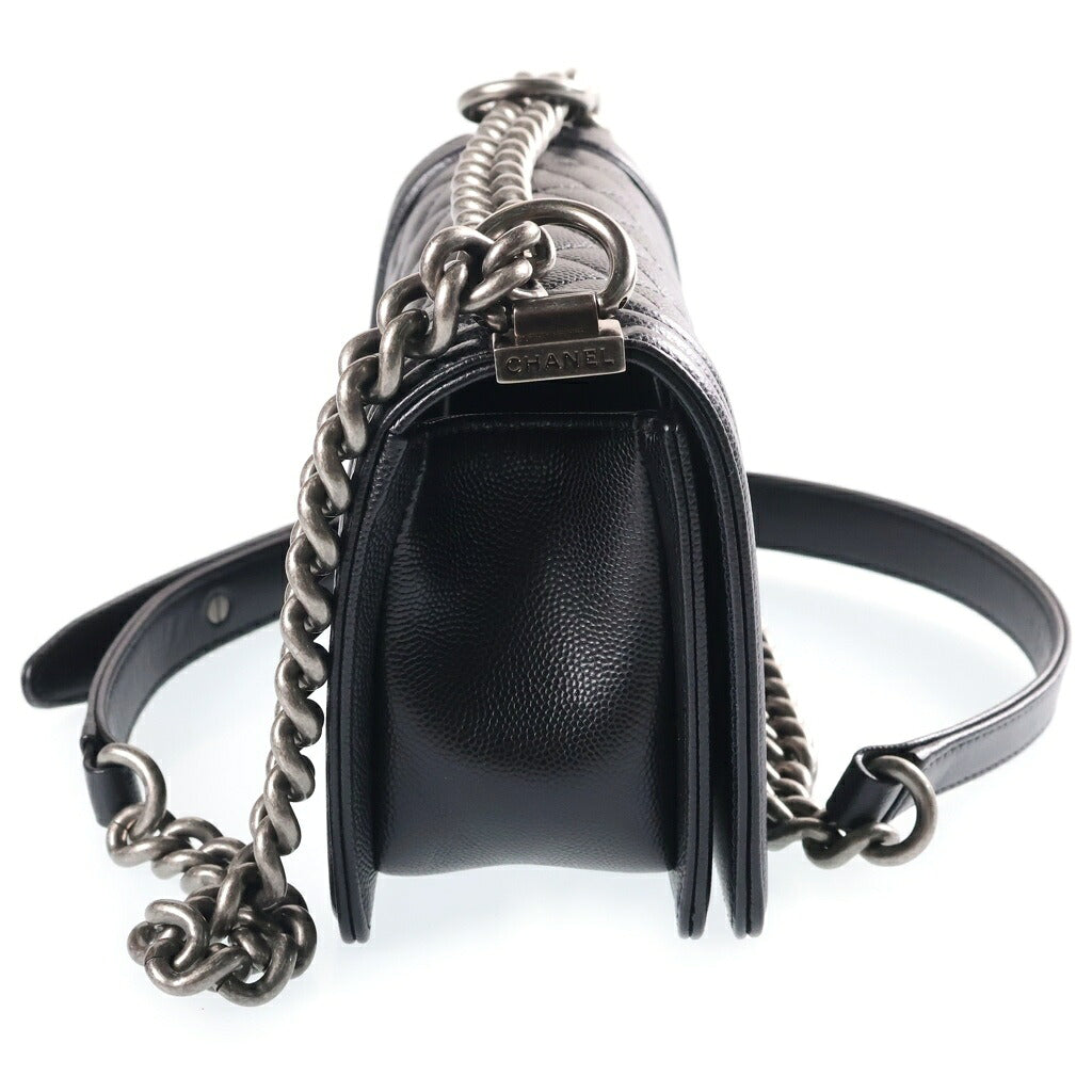 CHANEL(シャネル) ボーイシャネル20 チェーンショルダーバッグ ハンドバッグ ブラック キャビアスキン A67085 プレート