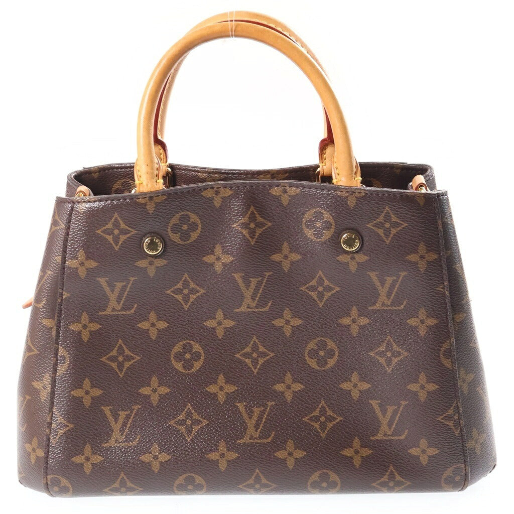 LOUIS VUITTON(ルイヴィトン) モノグラム モンテーニュBB 2WAYハンドバッグ ショルダーバッグ ブラウン レザー×PVC M41055 ゴールド金具