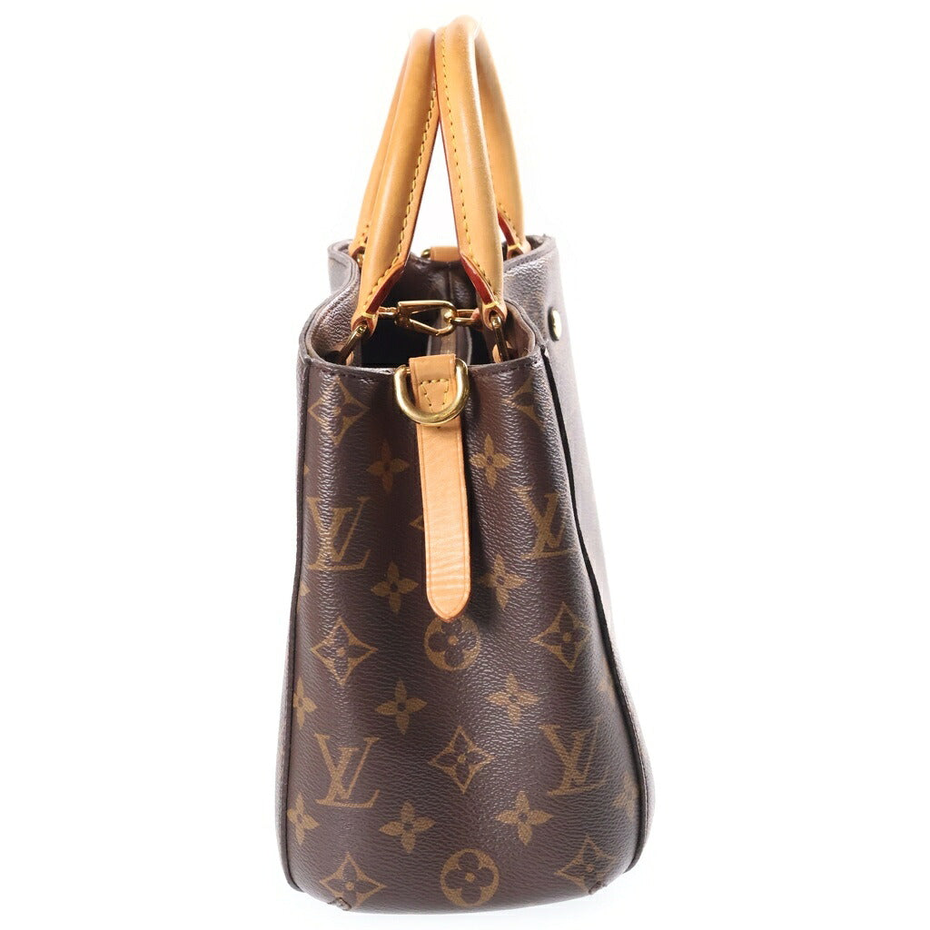 LOUIS VUITTON(ルイヴィトン) モノグラム モンテーニュBB 2WAYハンドバッグ ショルダーバッグ ブラウン レザー×PVC M41055 ゴールド金具