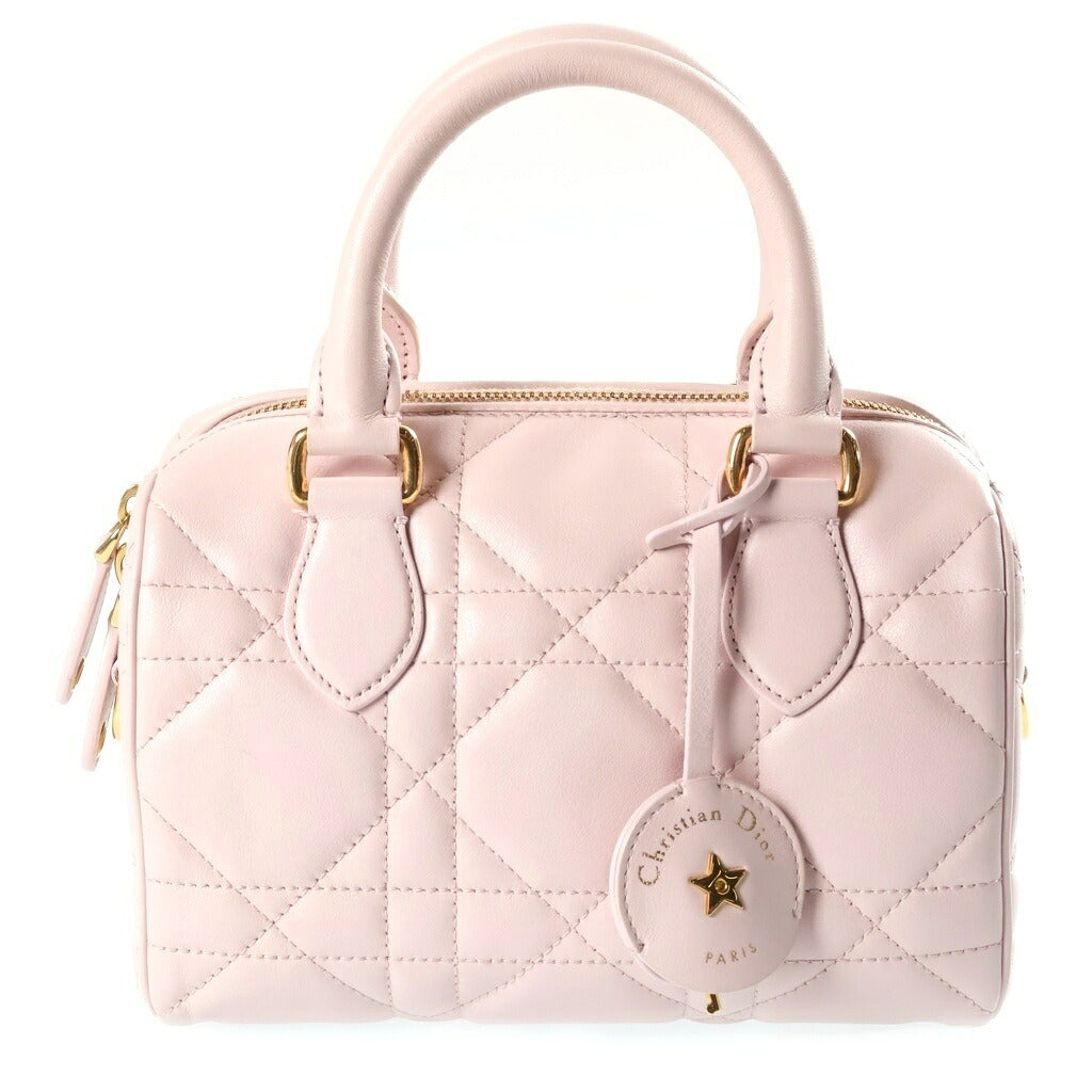 Christian Dior(クリスチャンディオール) グルーヴ スモール マクロカナージュ 2WAYハンドバッグ ショルダーバッグ ライトピンク レザー ゴールド金具