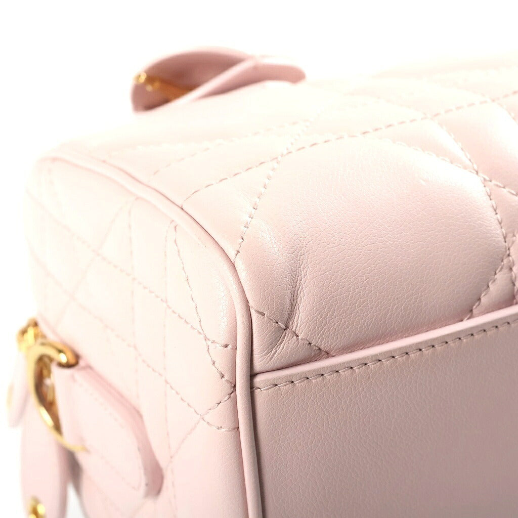 Christian Dior(クリスチャンディオール) グルーヴ スモール マクロカナージュ 2WAYハンドバッグ ショルダーバッグ ライトピンク レザー ゴールド金具