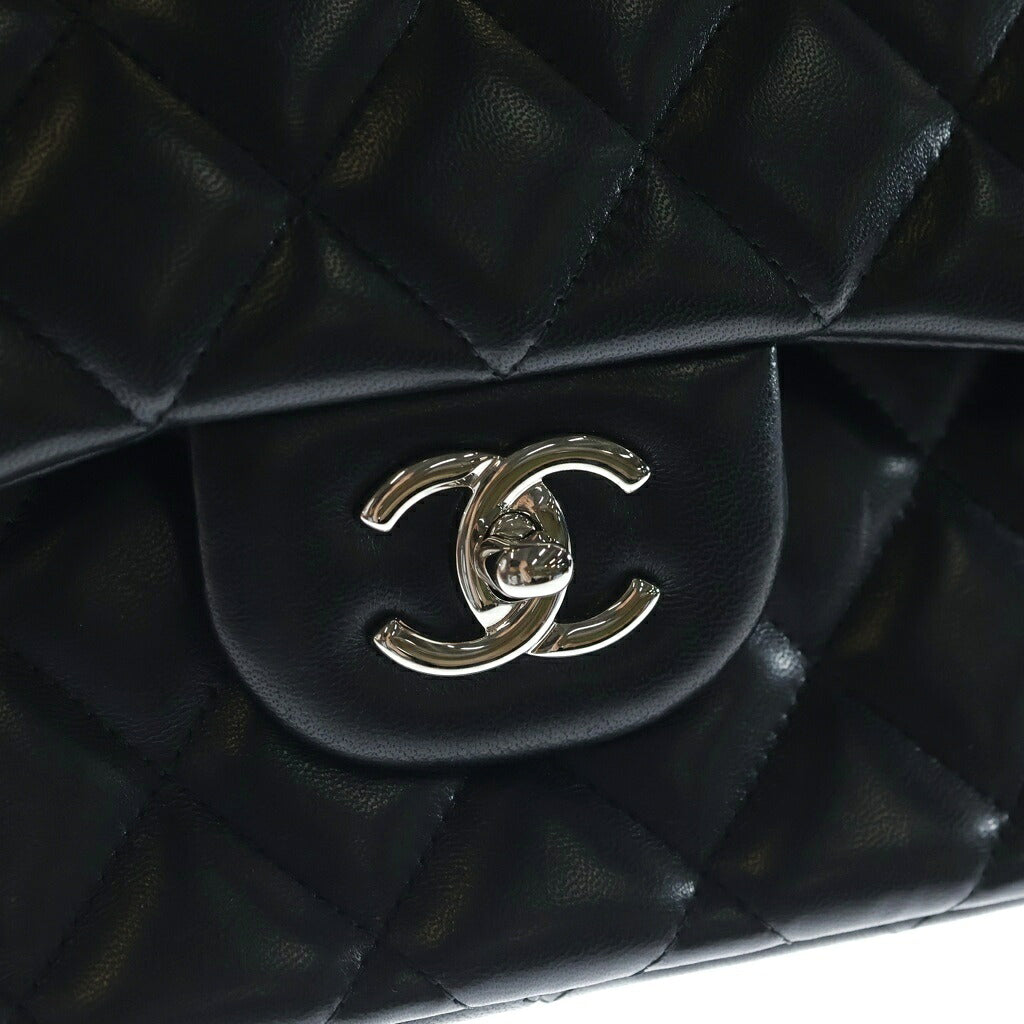 CHANEL(シャネル) マトラッセ30 WフラップWチェーンショルダーバッグ ハンドバッグ ブラック シルバー金具 ラムスキン シール有 16番台 A58600