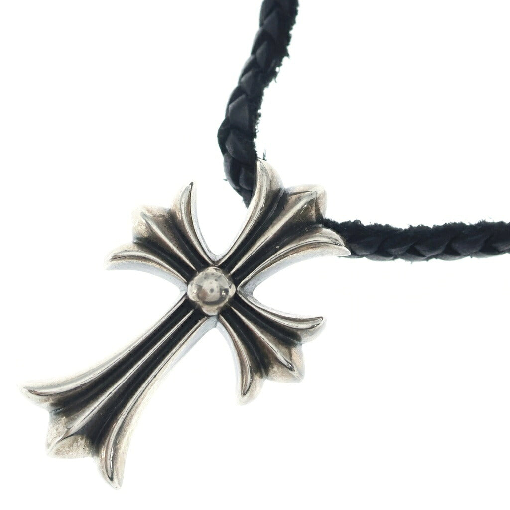 CHROME HEARTS(クロムハーツ) CH CRS SML CL スモールCHクロス レザーブレイド ネックレス SV925 シルバー/ブラック BCA217