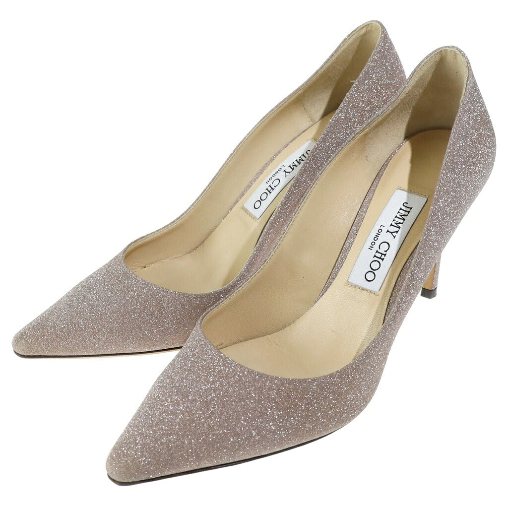 JIMMY CHOO(ジミーチュウ) パンプス ヒール グリッター ラメ グレーピンク