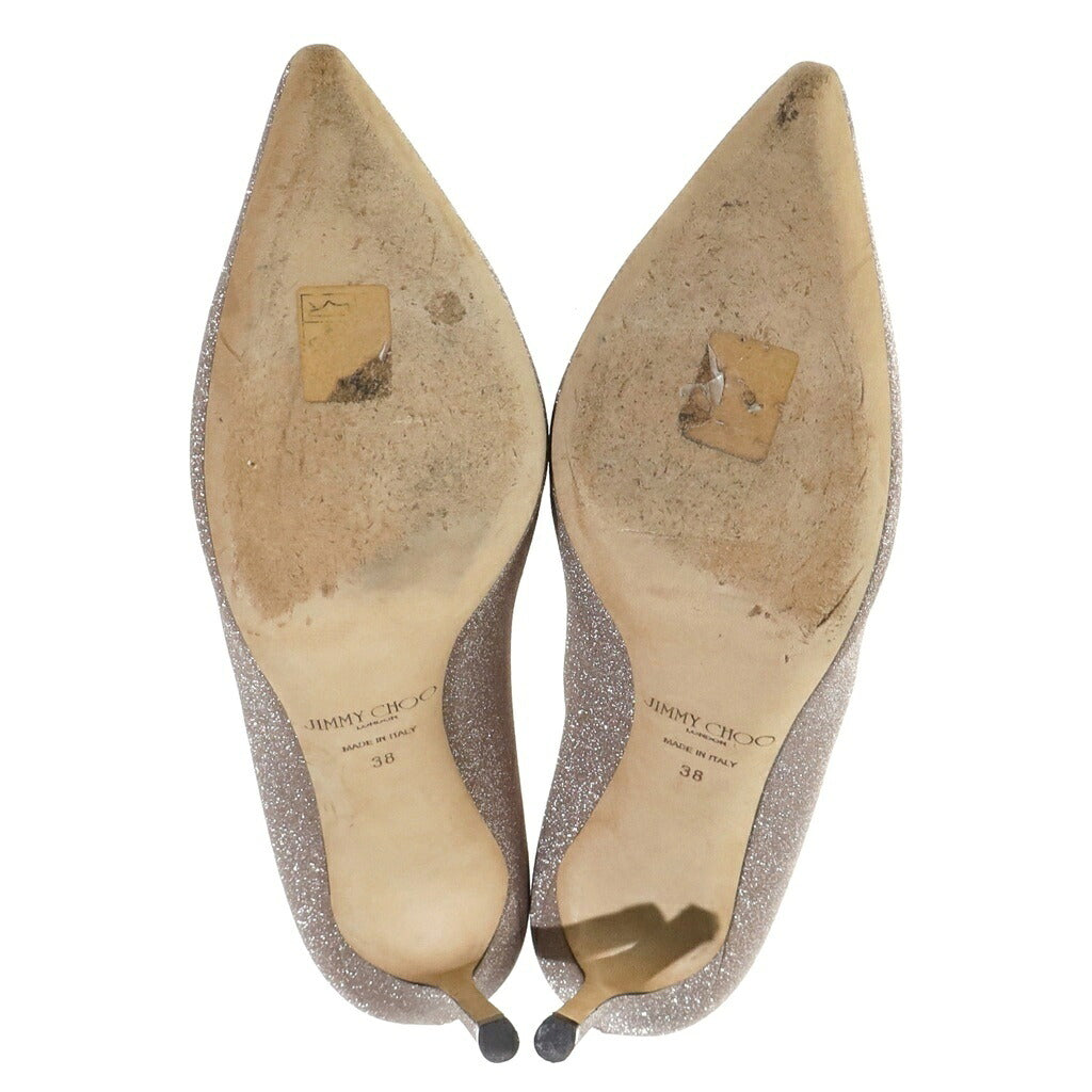 JIMMY CHOO(ジミーチュウ) パンプス ヒール グリッター ラメ グレーピンク