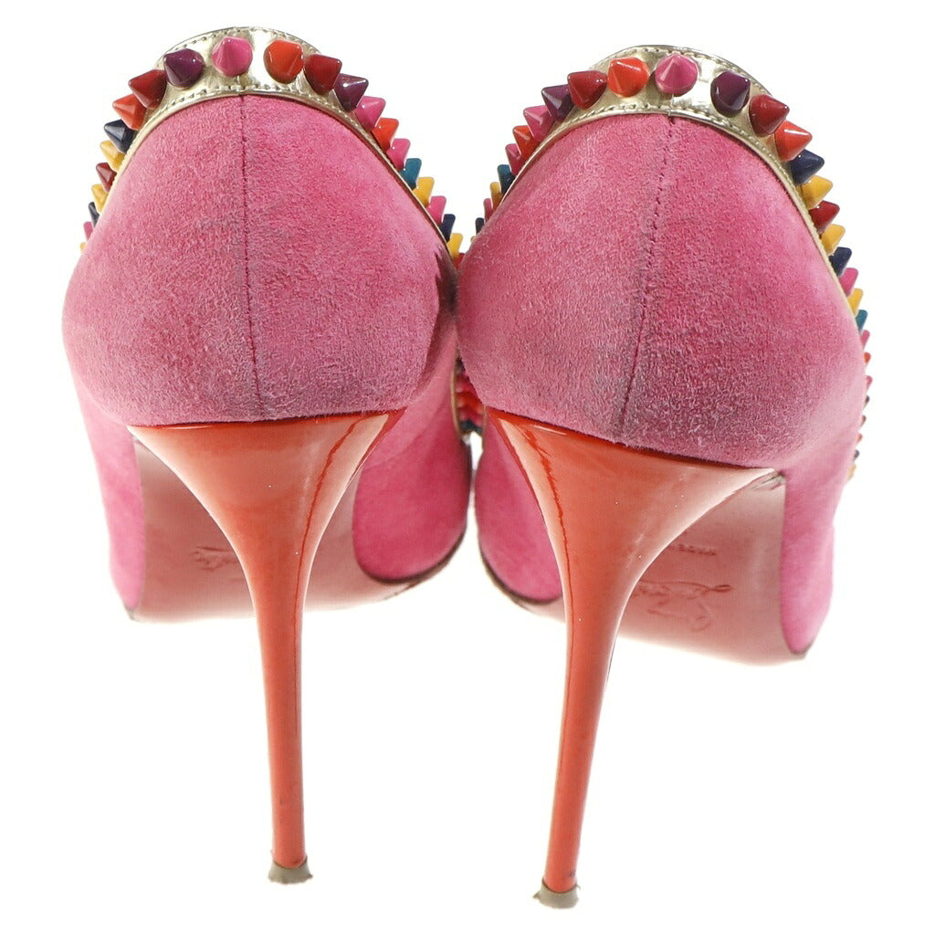 CHRISTIAN LOUBOUTIN(クリスチャンルブタン) スパイクスタッズ スエードレザー ヒール パンプス シューズ ピンク/マルチカラー レディース