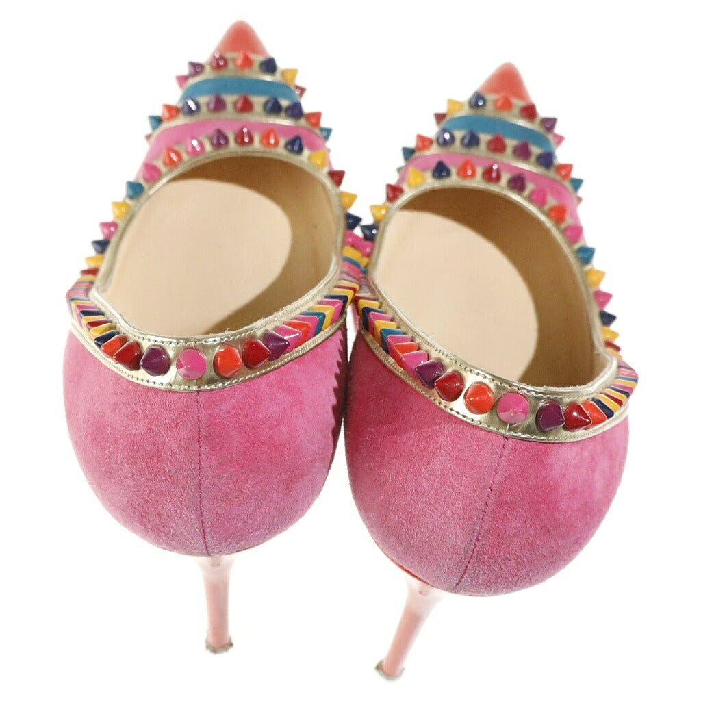 CHRISTIAN LOUBOUTIN(クリスチャンルブタン) スパイクスタッズ スエードレザー ヒール パンプス シューズ ピンク/マルチカラー レディース