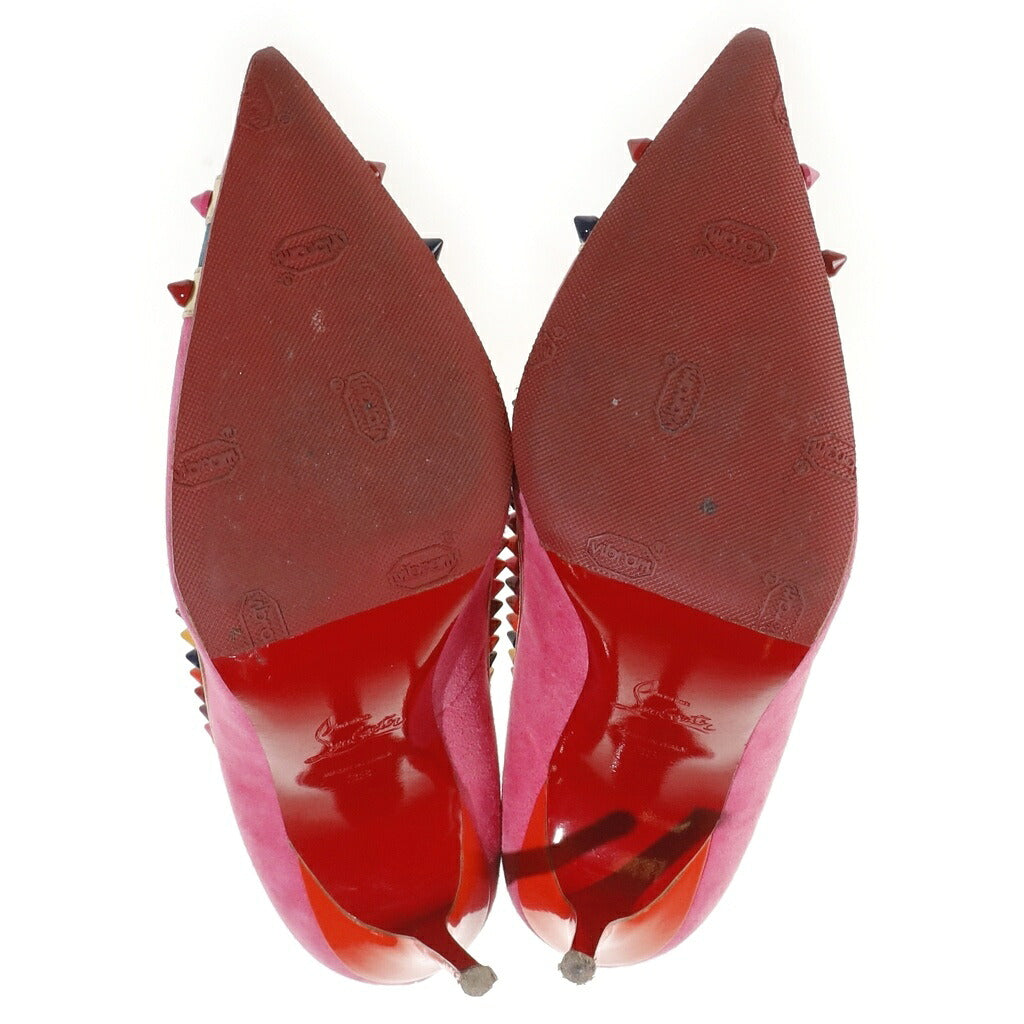 CHRISTIAN LOUBOUTIN(クリスチャンルブタン) スパイクスタッズ スエードレザー ヒール パンプス シューズ ピンク/マルチカラー レディース