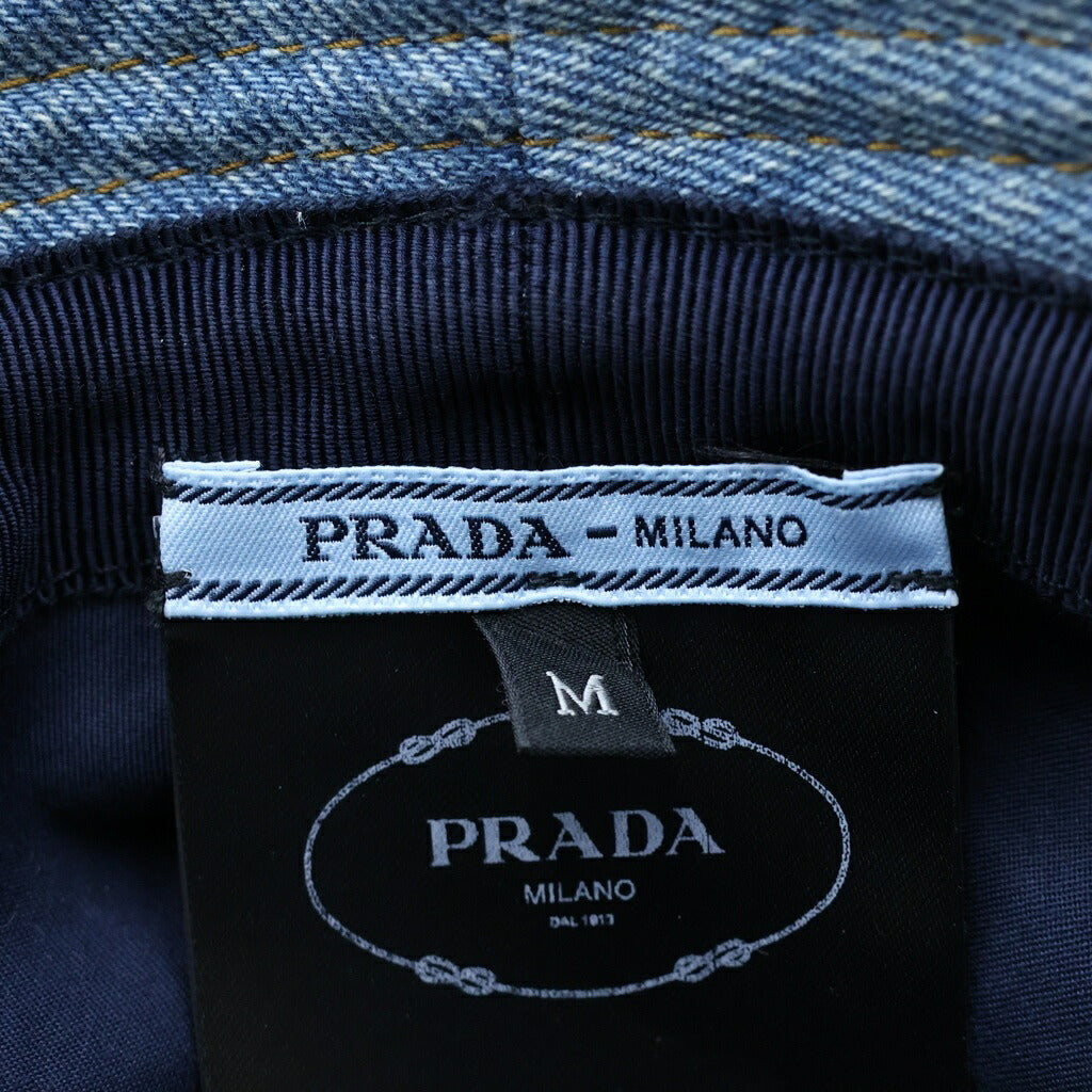 PRADA(プラダ) トライアングルロゴ デニムバケットハット インディゴ 帽子 1HC137
