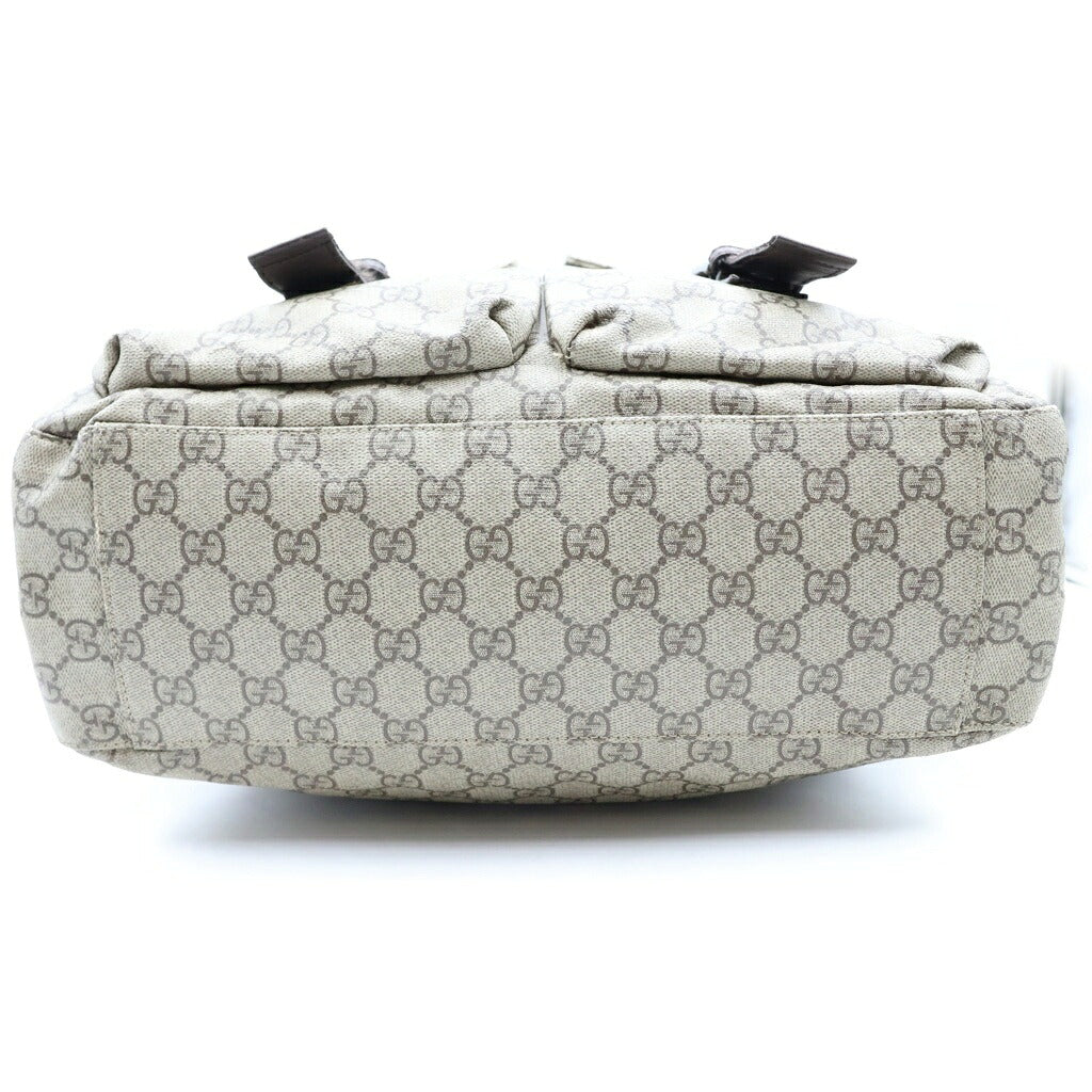 GUCCI(グッチ) GGスプリーム トートバッグ ハンドバッグ べージュ×ブラウン PVC×レザー 141196