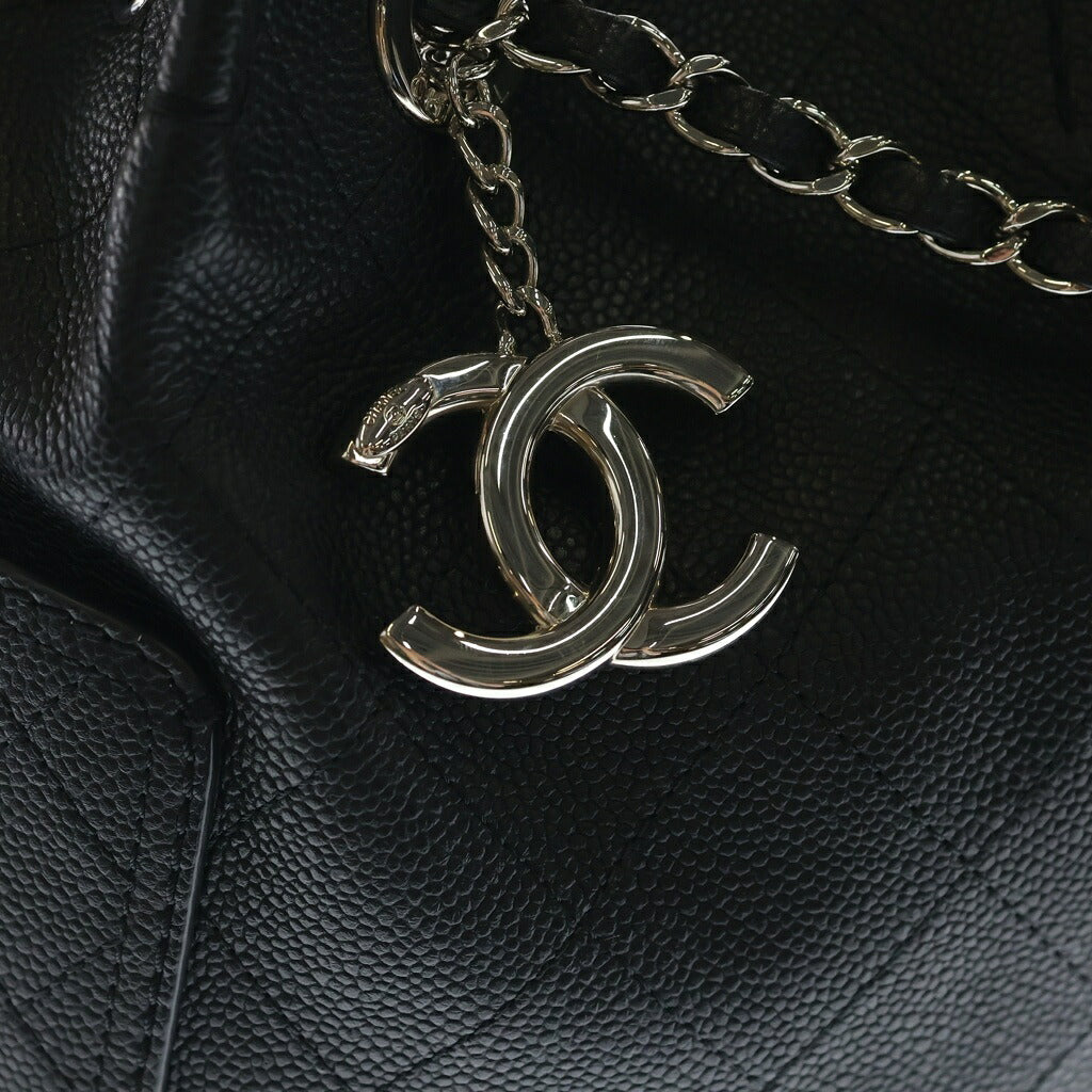 CHANEL(シャネル) ワイルドステッチ 2WAYショルダーバッグ ハンドバッグ トートバッグ ブラック キャビアスキン シルバー金具 シール有 19番台