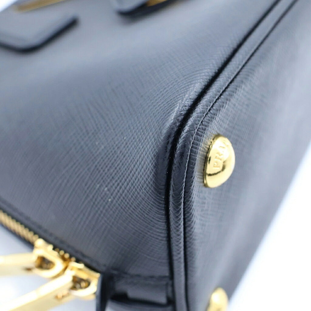 PRADA(プラダ) サフィアーノ 2WAYハンドバック ショルダーバッグ ブラック レザー ゴールド金具 1BA838