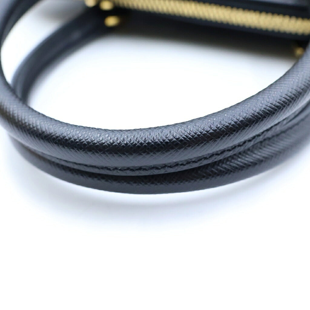 PRADA(プラダ) サフィアーノ 2WAYハンドバック ショルダーバッグ ブラック レザー ゴールド金具 1BA838