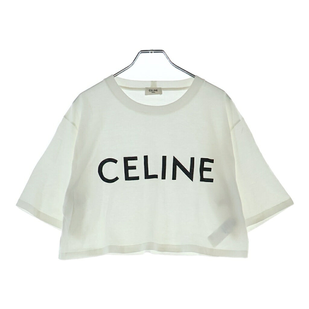 CELINE(セリーヌ) フロントロゴ半袖Tシャツ クルーネックカットソー ホワイト