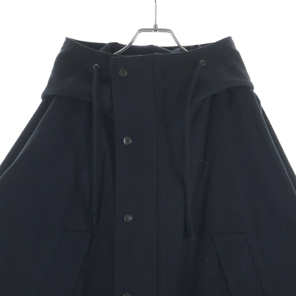 Yohji Yamamoto(ヨウジヤマモト) REGULATION ウール混フードモッズコート ブラック FJ-C55-111