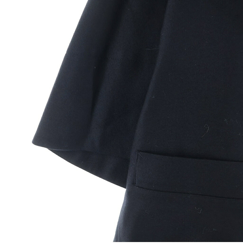 Yohji Yamamoto(ヨウジヤマモト) 比翼仕立て フライフロントポケット 七分丈ウールジャケット ブラック FD-J08-126