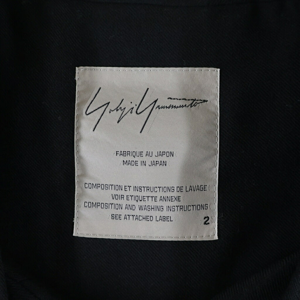 Yohji Yamamoto(ヨウジヤマモト) 比翼仕立て フライフロントポケット 七分丈ウールジャケット ブラック FD-J08-126