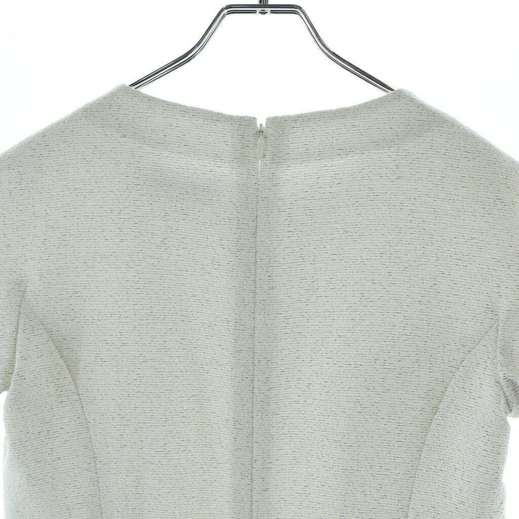 NO BRAND(ノーブランド) HANAE MORI ハナエ モリ バックジップ リボンデザイン 半袖ロングワンピース ホワイト 25-94708-98