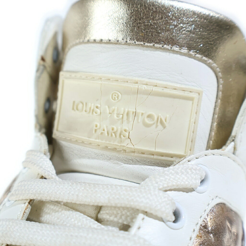 LOUIS VUITTON(ルイヴィトン) モノグラムレザー ハイカットスニーカー ゴールド