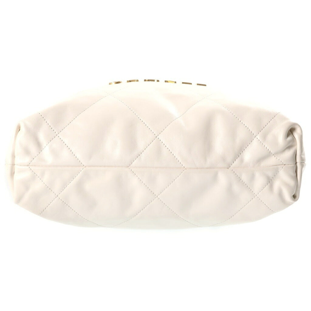 CHANEL(シャネル) シャネル22 スモール ワンショルダーバッグ トートバッグ ホワイト ゴールド金具 レザー プレート AS3260