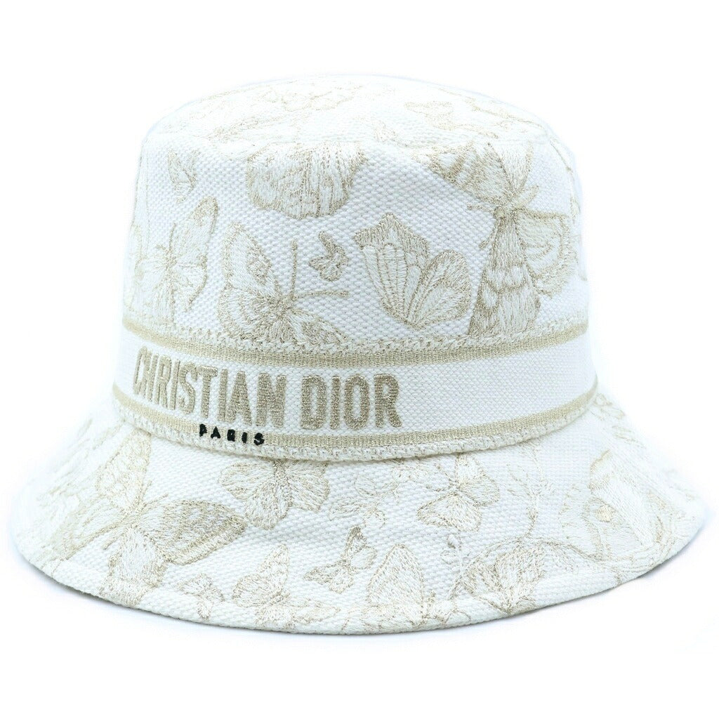 Christian Dior(クリスチャンディオール) D-BOBBY ボブハット バケットハット ホワイト×ゴールド キャンバス 41DTM923X131
