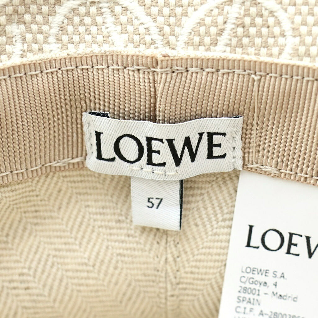 LOEWE(ロエベ) アナグラム バケットハット ベージュ コットン×レザー K820HB1X05