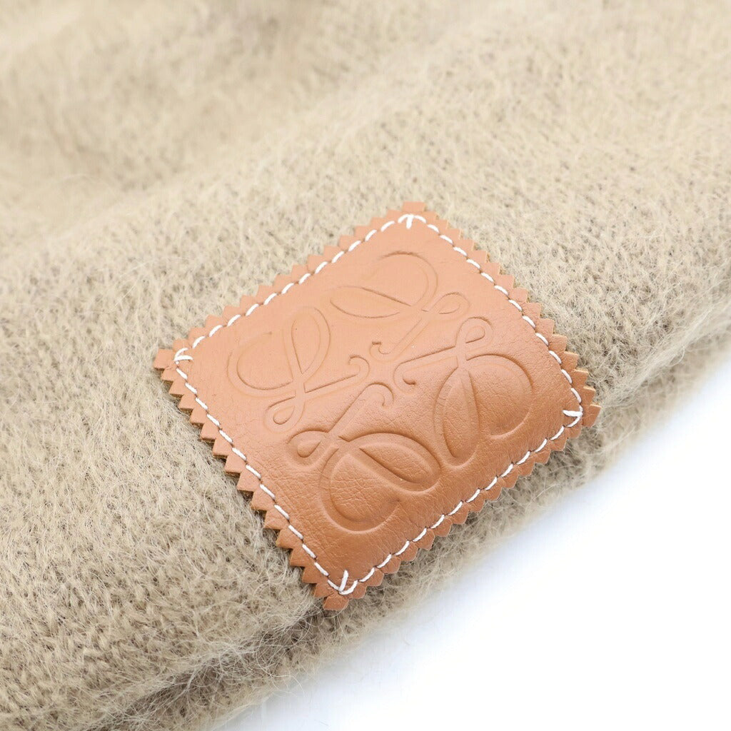 LOEWE(ロエベ) アナグラムパッチ ニット帽 ベージュ モヘヤ