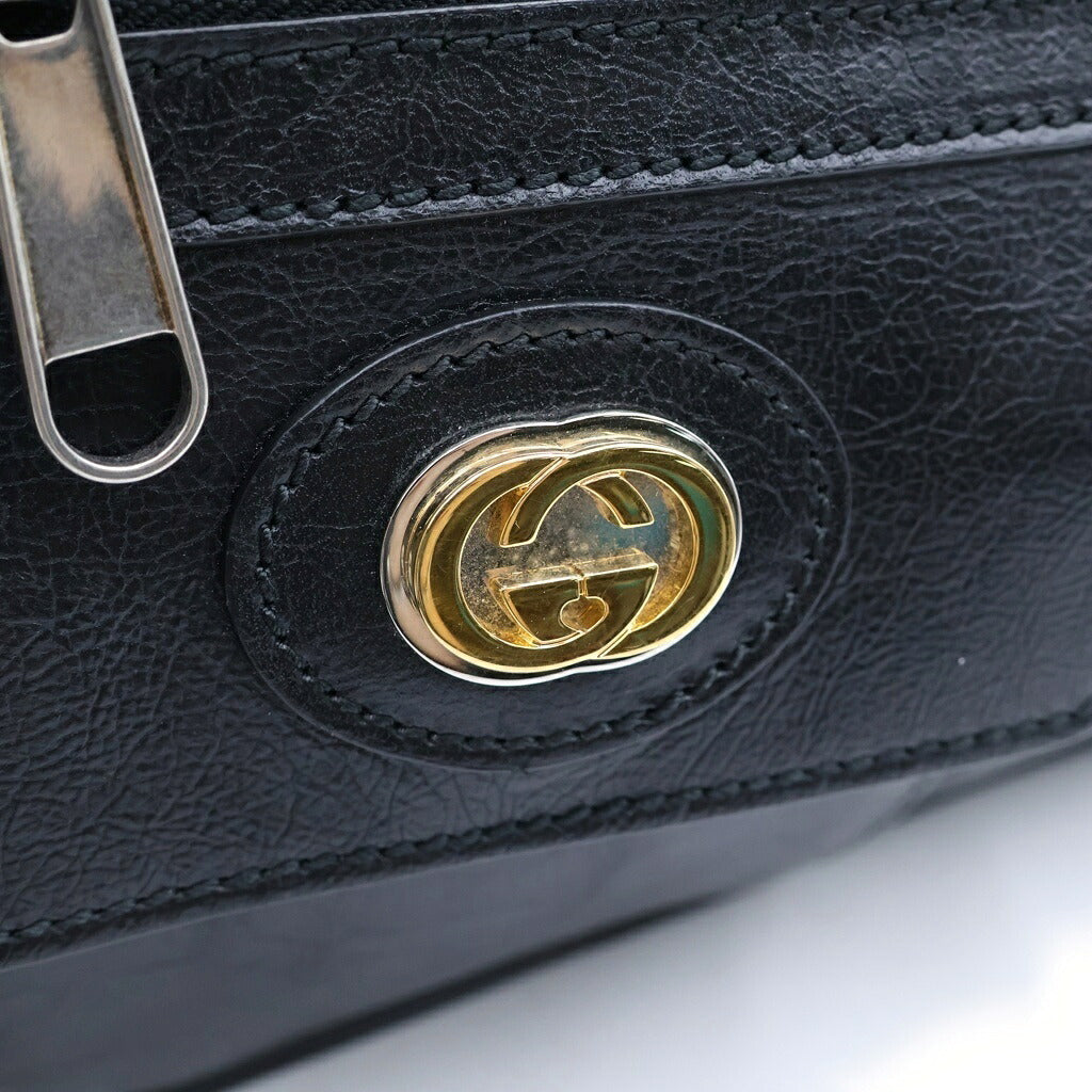 GUCCI(グッチ) インターロッキングG ショルダーバッグ ブラック レザー 575837