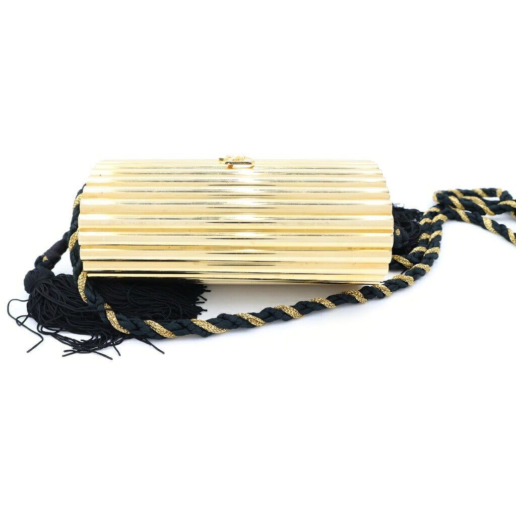 YVES SAINT LAURENT(イヴサンローラン) カサンドラロゴ パーティ タッセル ショルダーバッグ メッキ ゴールド