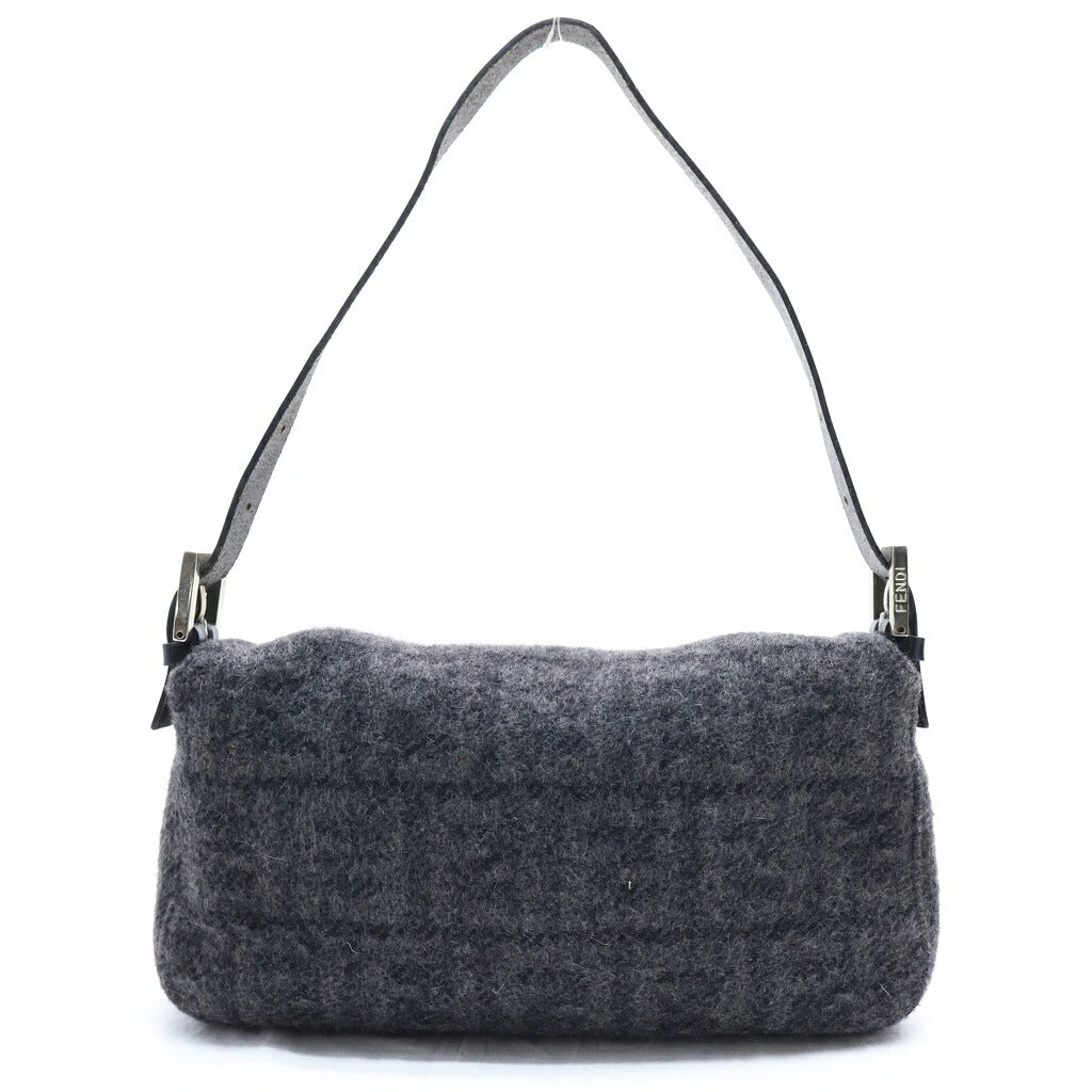 FENDI(フェンディ) ズッカ柄 マンマバケット ワンショルダーバッグ グレー ウール×レザー シルバー金具