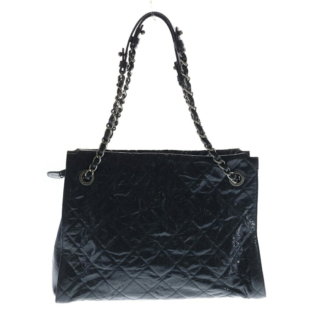 CHANEL(シャネル) マトラッセ キャビアスキン レザー チェーントート バッグ ブラック シルバー金具 18番台